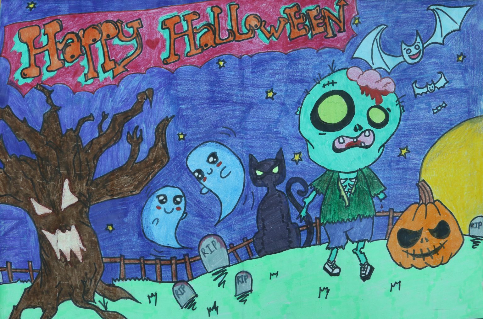 Gợi ý vẽ tranh đề tài lễ hội Halloween đơn giản và đẹp nhất