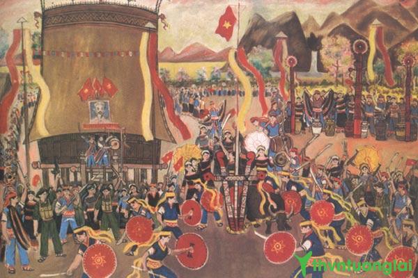Tranh vẽ thể khung cảnh lễ hội dân tộc ngày Tết